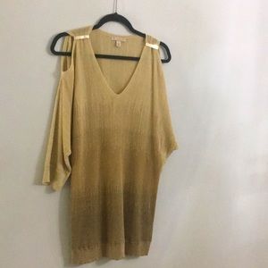 Shimmering cold shoulder top